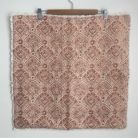 POTTERY BARN Marline Pillow Cover Orange Clay Cotton Linen 22” Fringe - Picture 2 of 6
